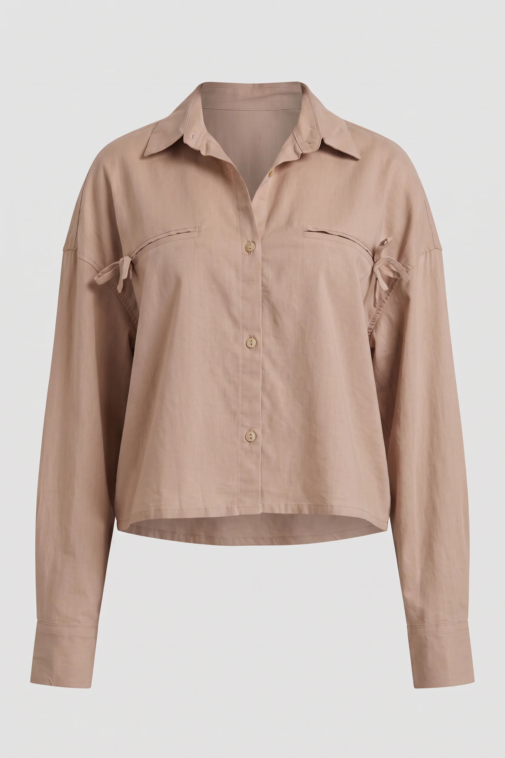 Ladies Cropped Relax Long Sleeve Ribbon Applique Style 01 L/s 01